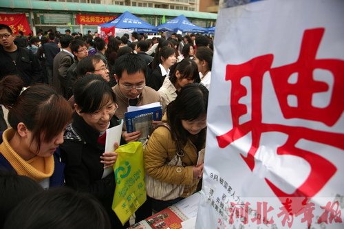 國慶節后的招聘會上,畢業生是求職的主力(資料圖片