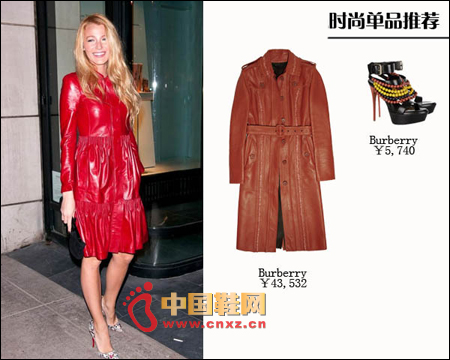 明亮紅色皮風衣玩起色彩游戲