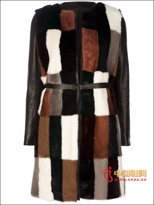 拼接皮草大衣