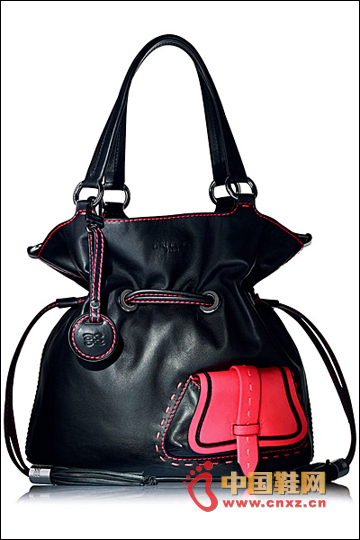 紅色插袋裝飾款手提包