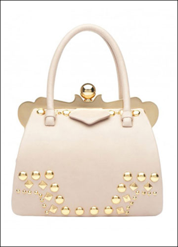 鉚釘裝飾款粉色手袋