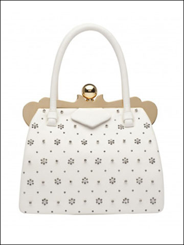 白底黑色小碎花手袋