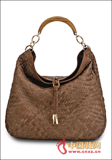 棕色皮革編織手袋時尚有型