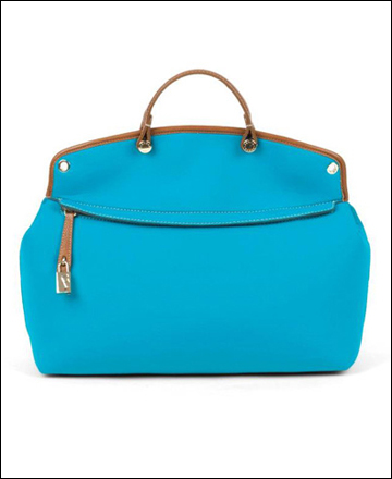 孔雀藍純色手提包