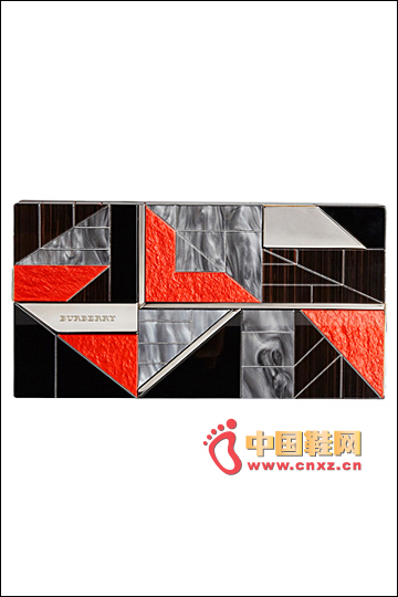 紅色點(diǎn)綴款幾何拼圖手拿包