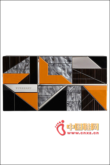 黃棕色點(diǎn)綴款幾何拼圖手拿包