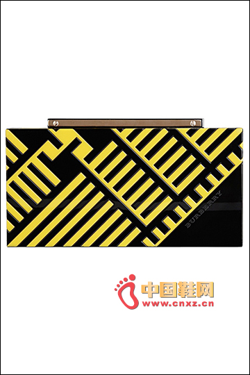 檸檬黃幾何印花手拿包