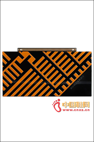 橙色幾何印花手拿包