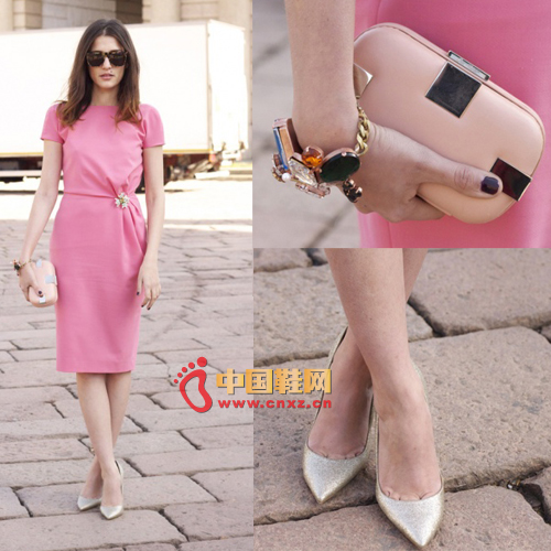 Eleonora Carisi身著Dsquared2粉色短裙