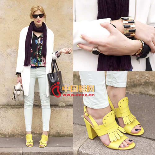 Sofie身著Zara白色外套及緊身褲及H&M印花襯衫