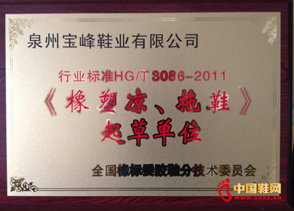 寶峰起草《橡塑涼、拖鞋》行業(yè)標(biāo)準(zhǔn)